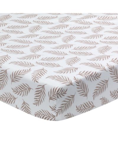 Lambs & Ivy Lambs and Ivy Signature Taupe Leaves Print Organic Cotton Fitted Crib Sheet