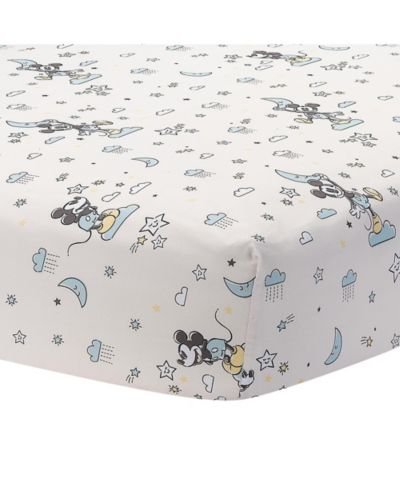 Lambs & Ivy Lambs and Ivy Disney Baby Moonlight Mickey Mouse Fitted Crib Sheet - White