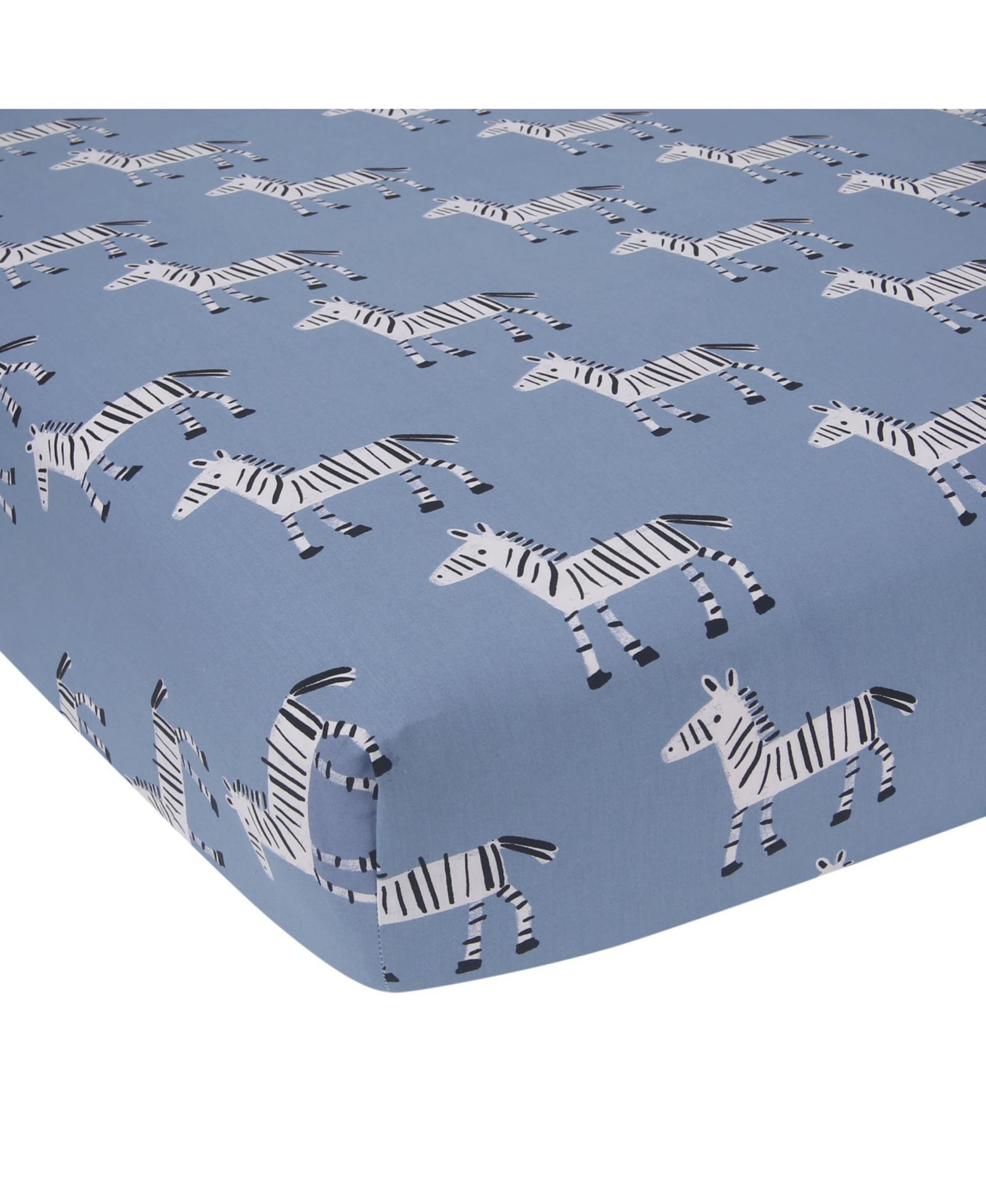 Простыня в кроватку Lambs & Ivy Signature Zebra Blue Organic Cotton Breathable Fitted