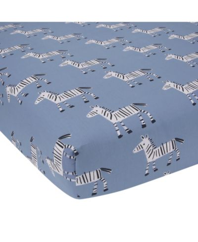 Простыня в кроватку Lambs & Ivy Signature Zebra Blue Organic Cotton Breathable Fitted