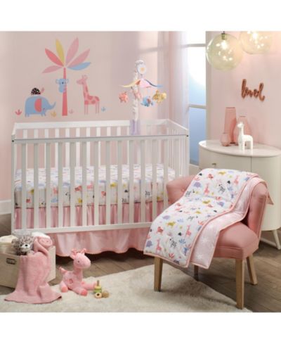 Детский набор постельного белья Lambs & Ivy Snuggle Jungle Pastel Safari Cotton Jersey 3-Piece Crib Bedding Set