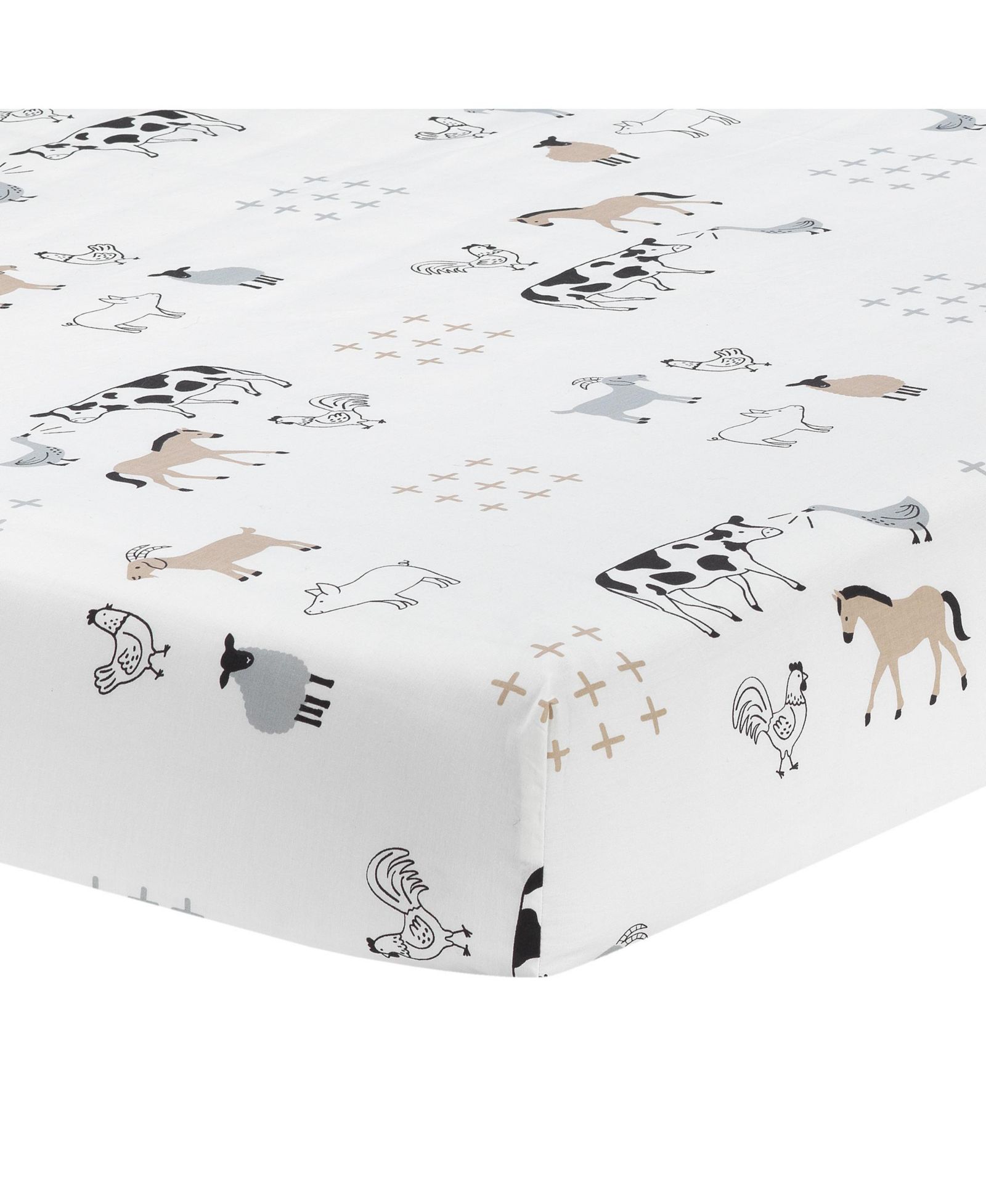 Lambs & Ivy Lambs and Ivy Baby Farm Animals 100% Cotton Fitted Crib Sheet - White