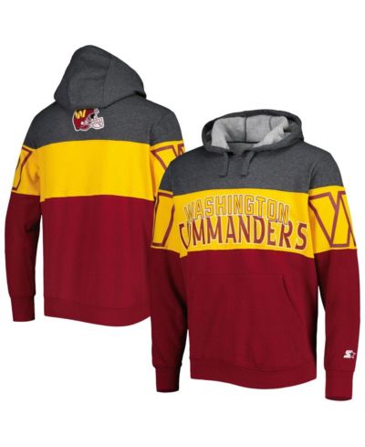 Men's Starter Heather Charcoal, Burgundy Washington Commanders Extreme Pullover Hoodie