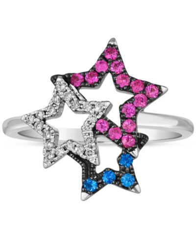 Кольцо Le Vian Multi-Gemstone & Vanilla Diamond Triple Star в 14k White Gold