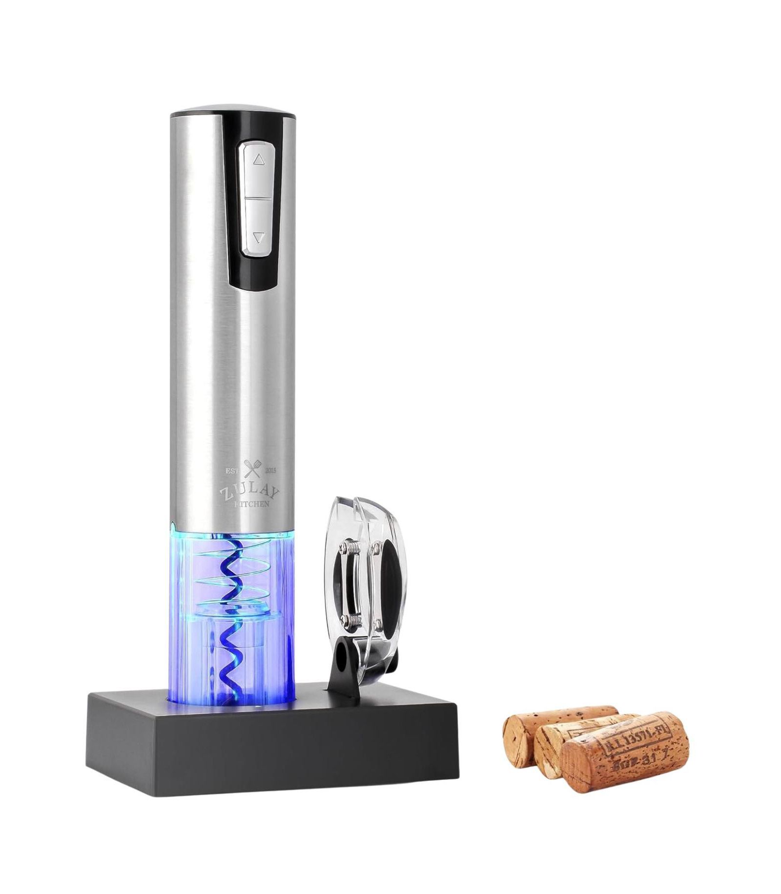 Zulay Kitchen Rechargeable Electric 3-in-1 Wine Bottle Opener Set with Foil Cutter