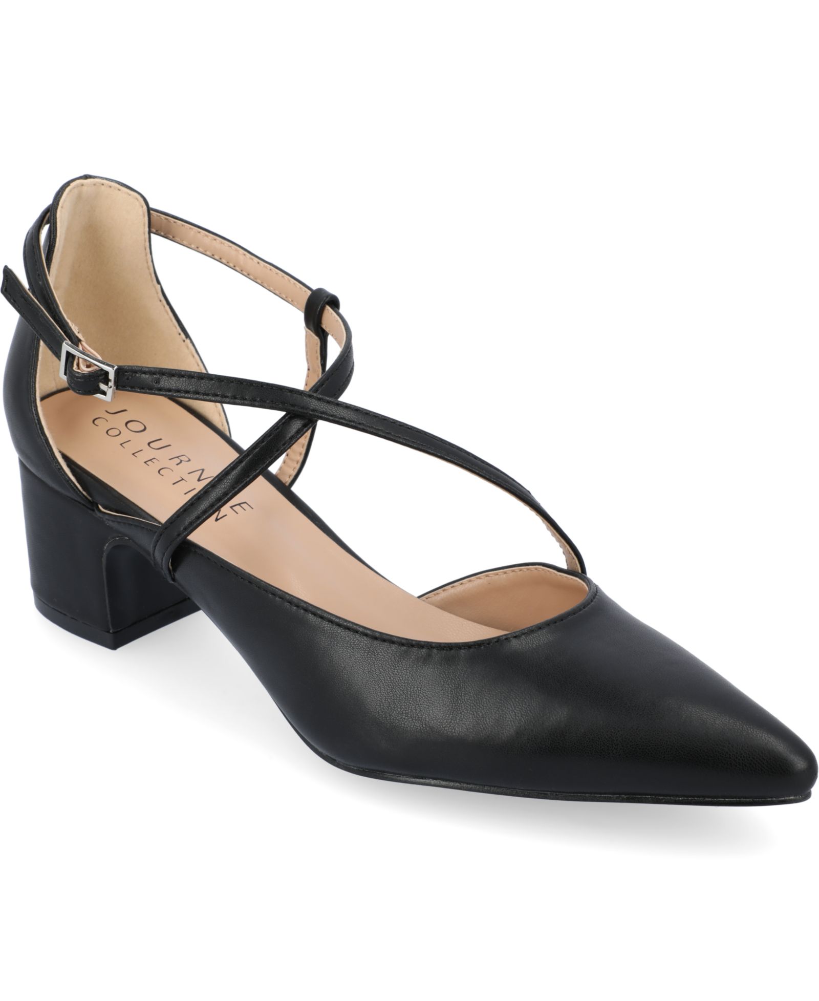 Journee Collection Women's Galvinn Strappy Pointed Toe Block Heel Pumps
