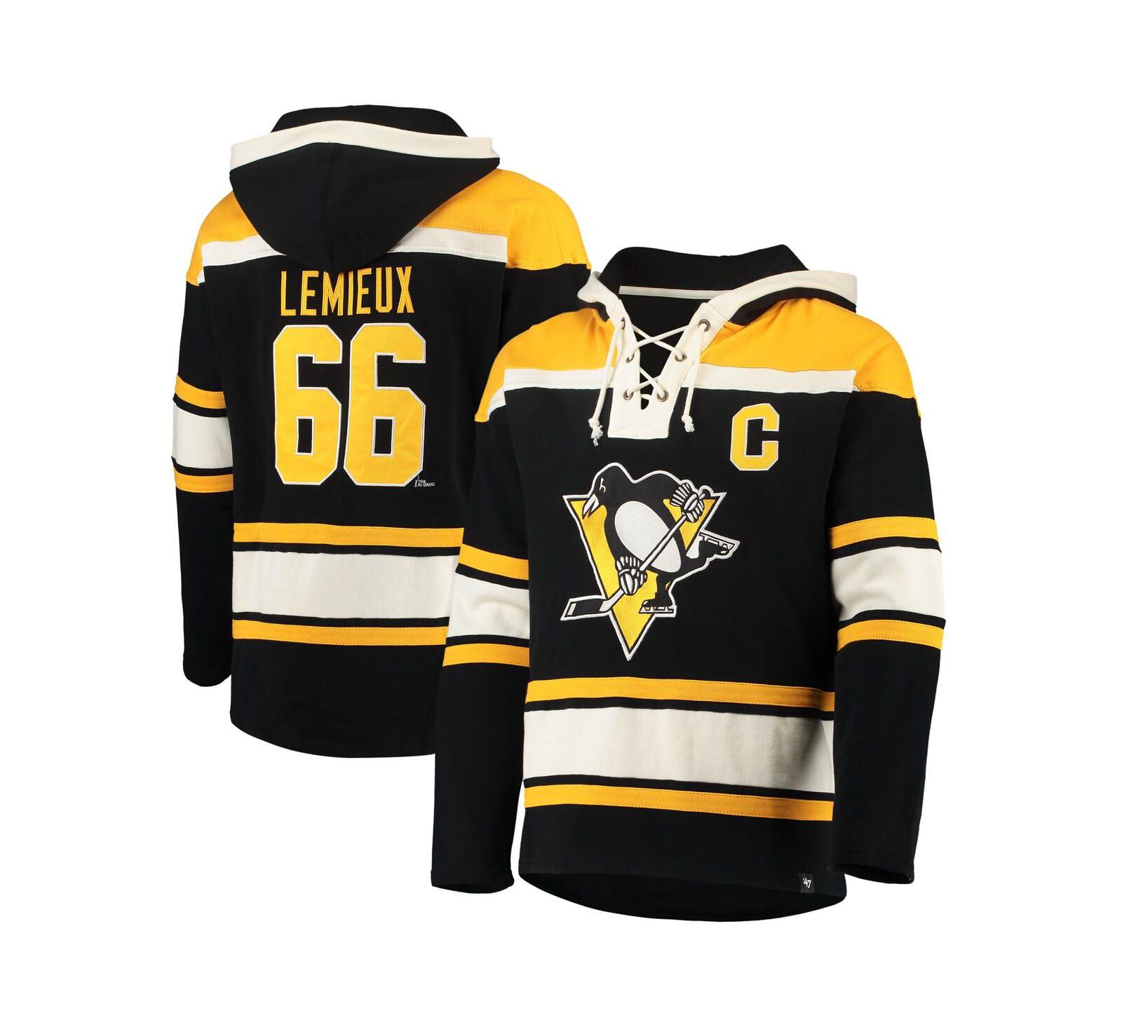 Мужское худи '47 Brand Mario Lemieux Black Pittsburgh Penguins
