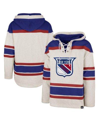 Мужская толстовка '47 Brand Oatmeal New York Rangers Rockaway Lace-Up Pullover Hoodie