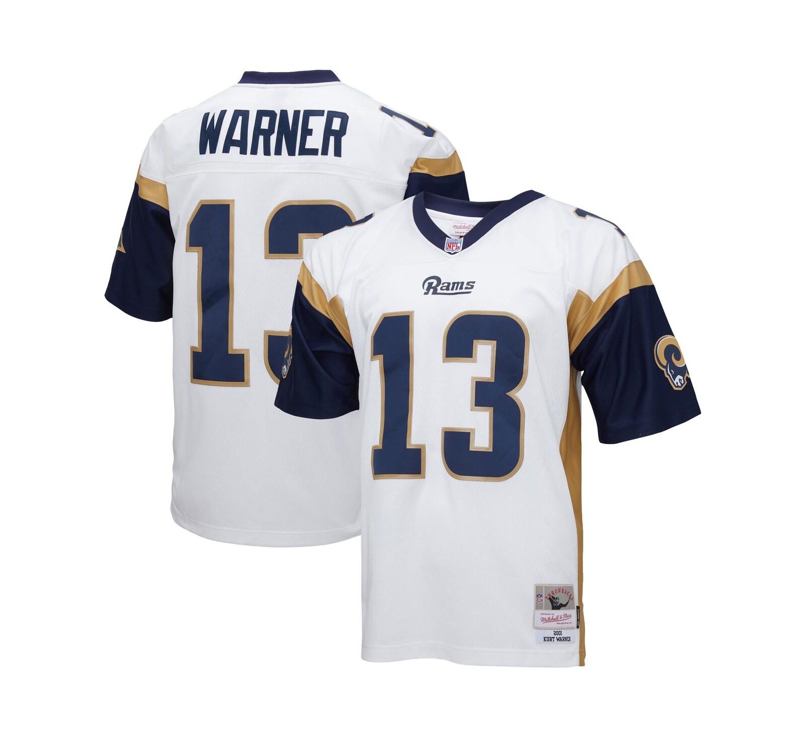 Men's Mitchell & Ness Kurt Warner White Los Angeles Rams Big and Tall 2001 Retired Player Replica Jersey
