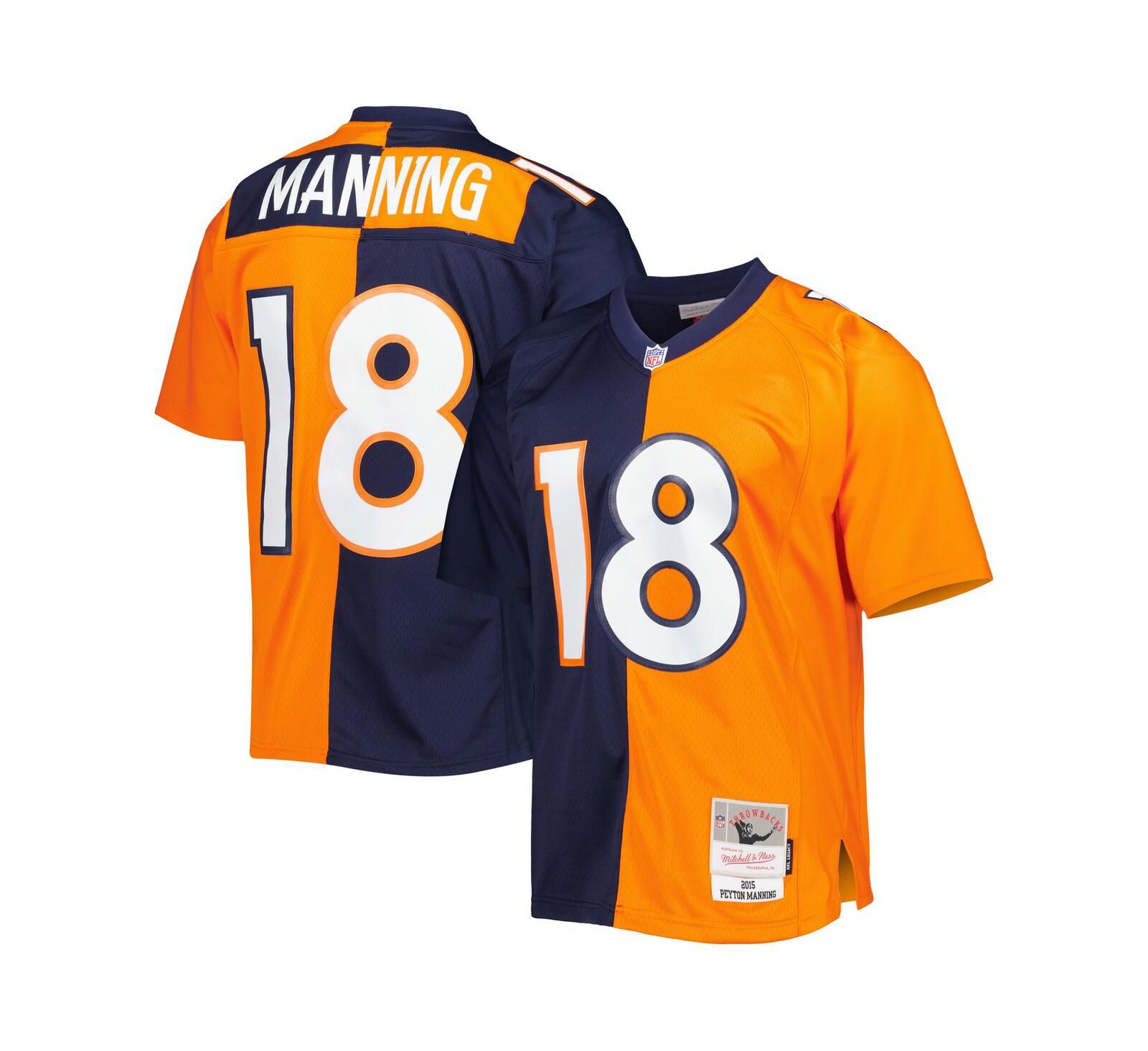Мужская джерси Mitchell & Ness Peyton Manning Denver Broncos 2015 Split Legacy Replica, Navy, Orange
