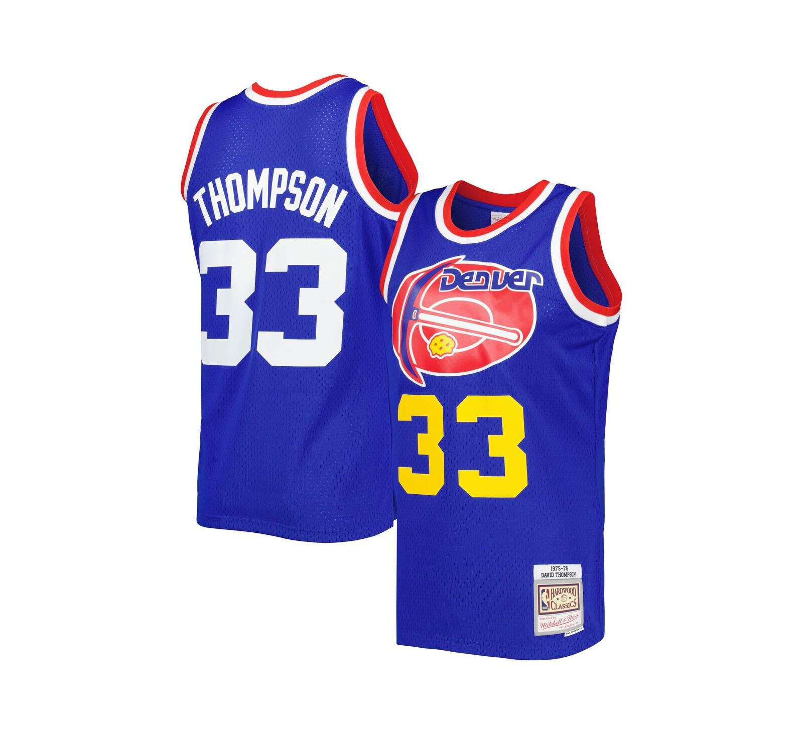 Мужская джерси Mitchell & Ness David Thompson Royal Denver Nuggets Hardwood Classics 1975-76 Swingman