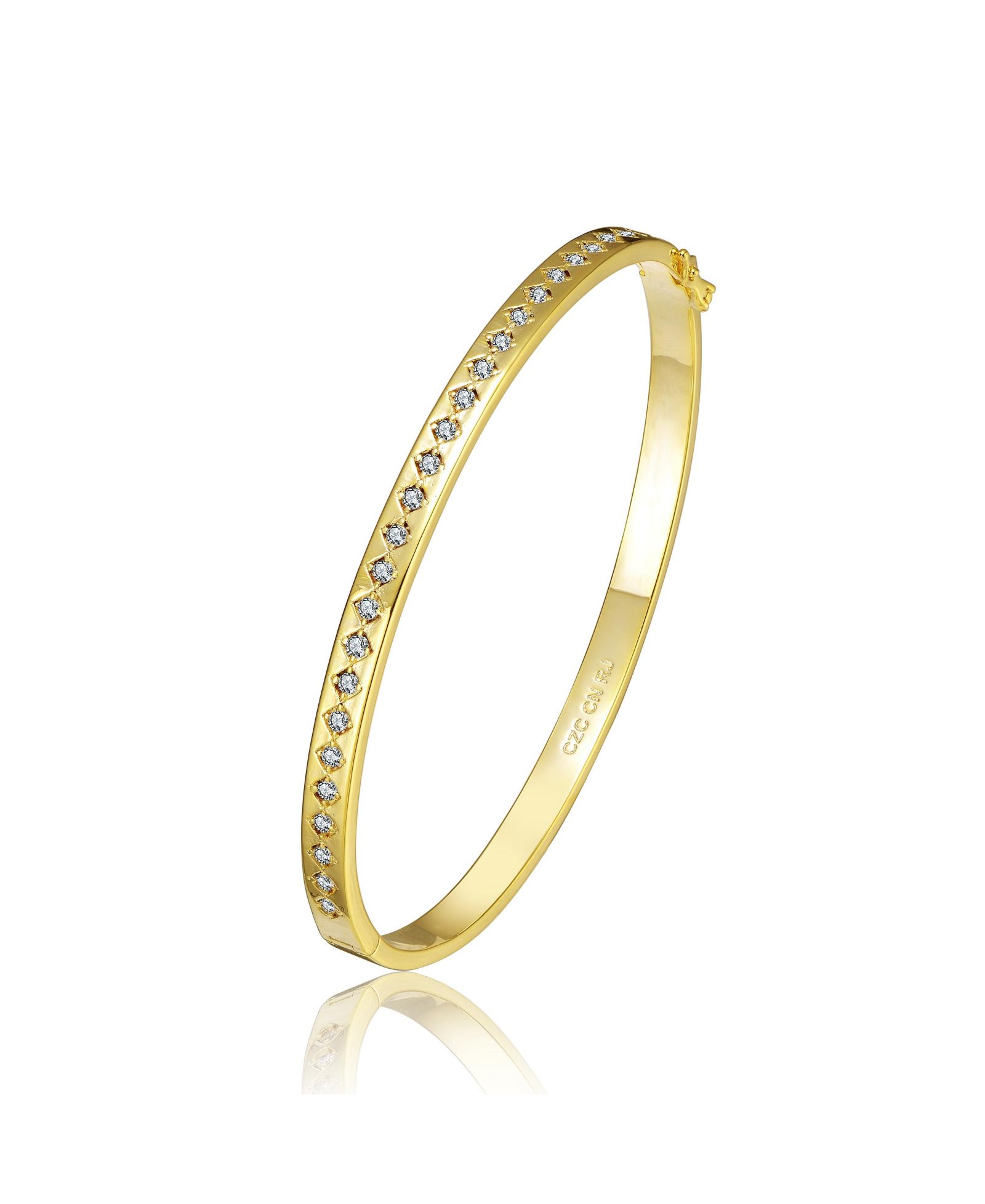 Браслет-бэнгл Rachel Glauber Classic 14K Gold Plated CZ Slim Band
