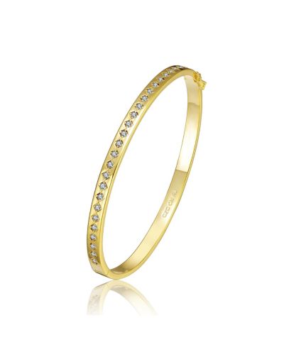 Rachel Glauber Classic 14K Gold Plated CZ Slim Band Bangle Bracelet