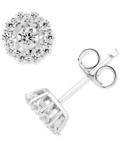 Серьги-гвоздики Diamond Halo (1/2 ct. t.w.) в белом золоте 14k