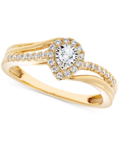 Кольцо помолвочное Diamond Halo Swirl 14k Gold