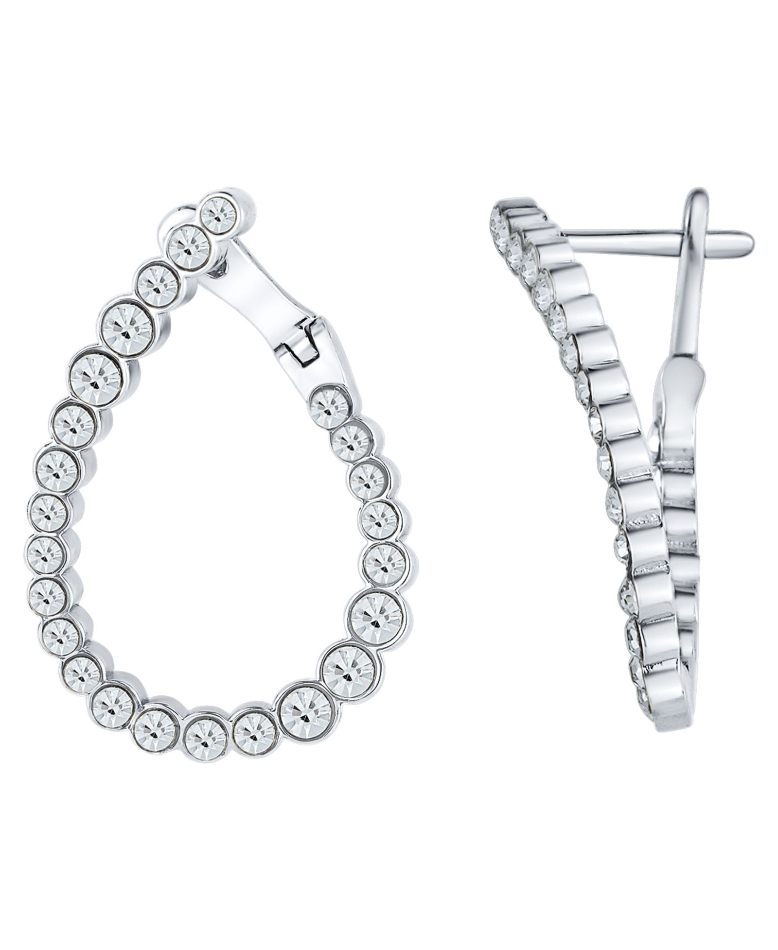 Серьги-кольца And Now This Crystal Stone Pear Shape Post Hoop
