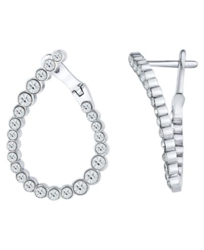 And Now This Crystal Stone Pear Shape Post Hoop Earrings