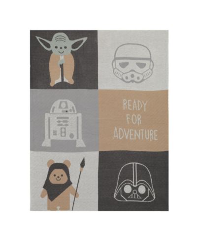 Трикотажный детский плед Lambs & Ivy Star Wars The Force - Yoda/Ewok/R2-D2/Vader