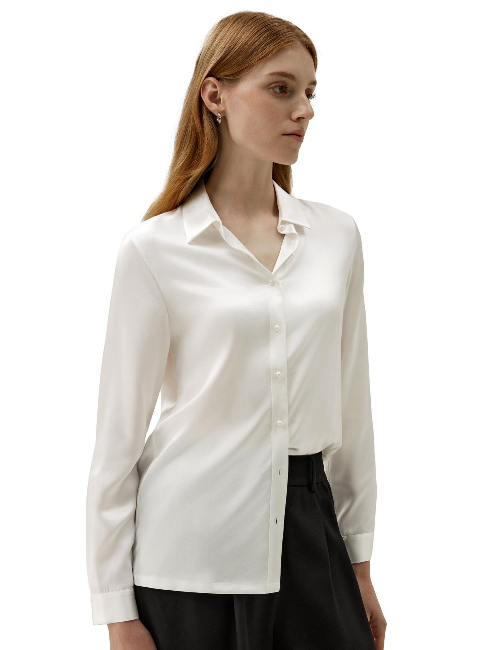 LILYSILK Women's Classic Pearl Button Silk Shirt