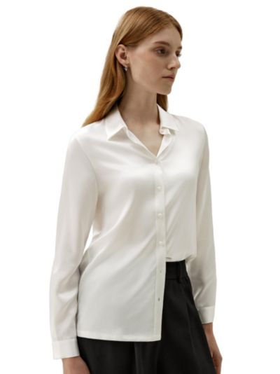 LILYSILK Women's Classic Pearl Button Silk Shirt