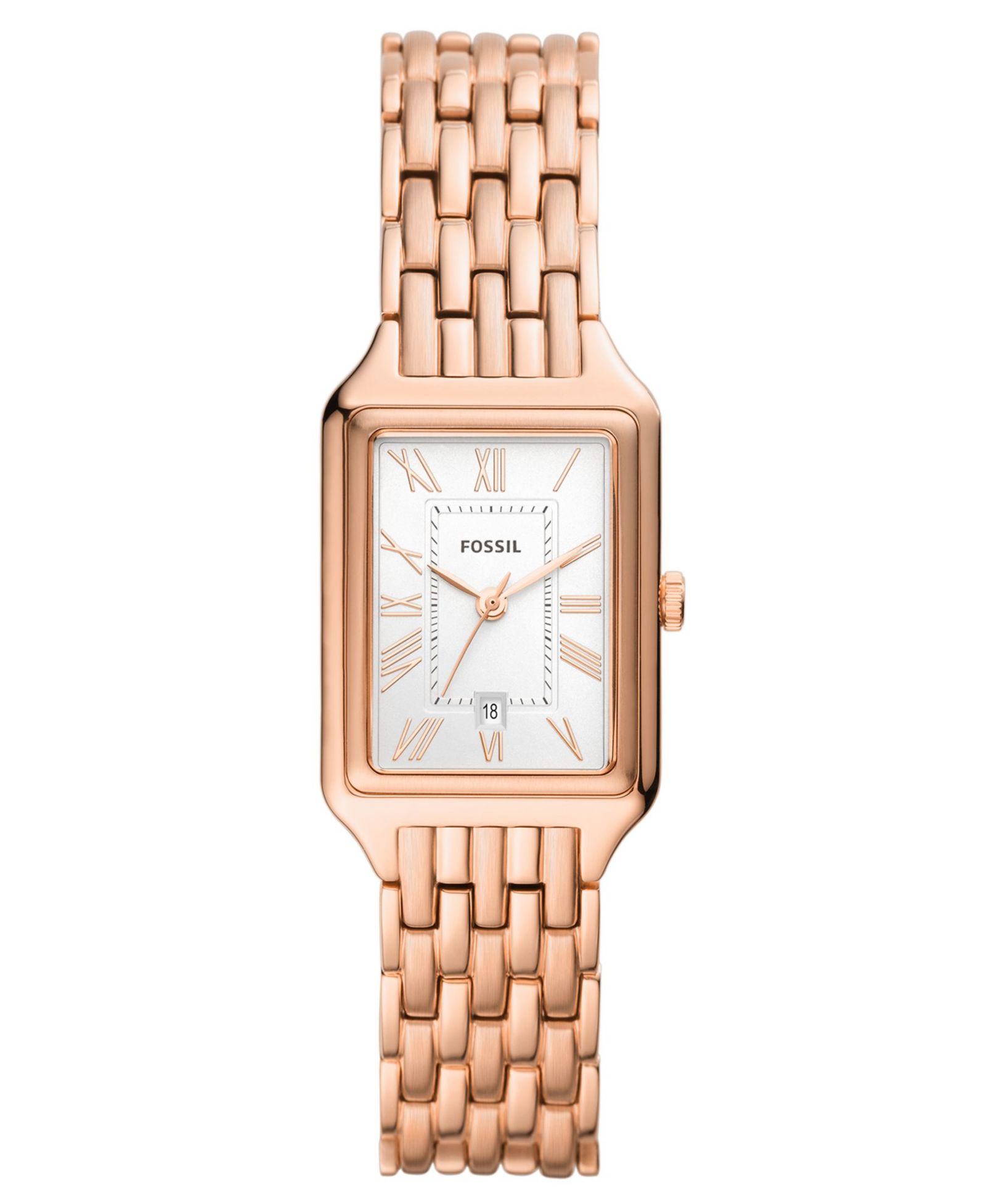 Женские часы Fossil Raquel Three-Hand Date Rose Gold-Tone Stainless Steel Bracelet, 23mm