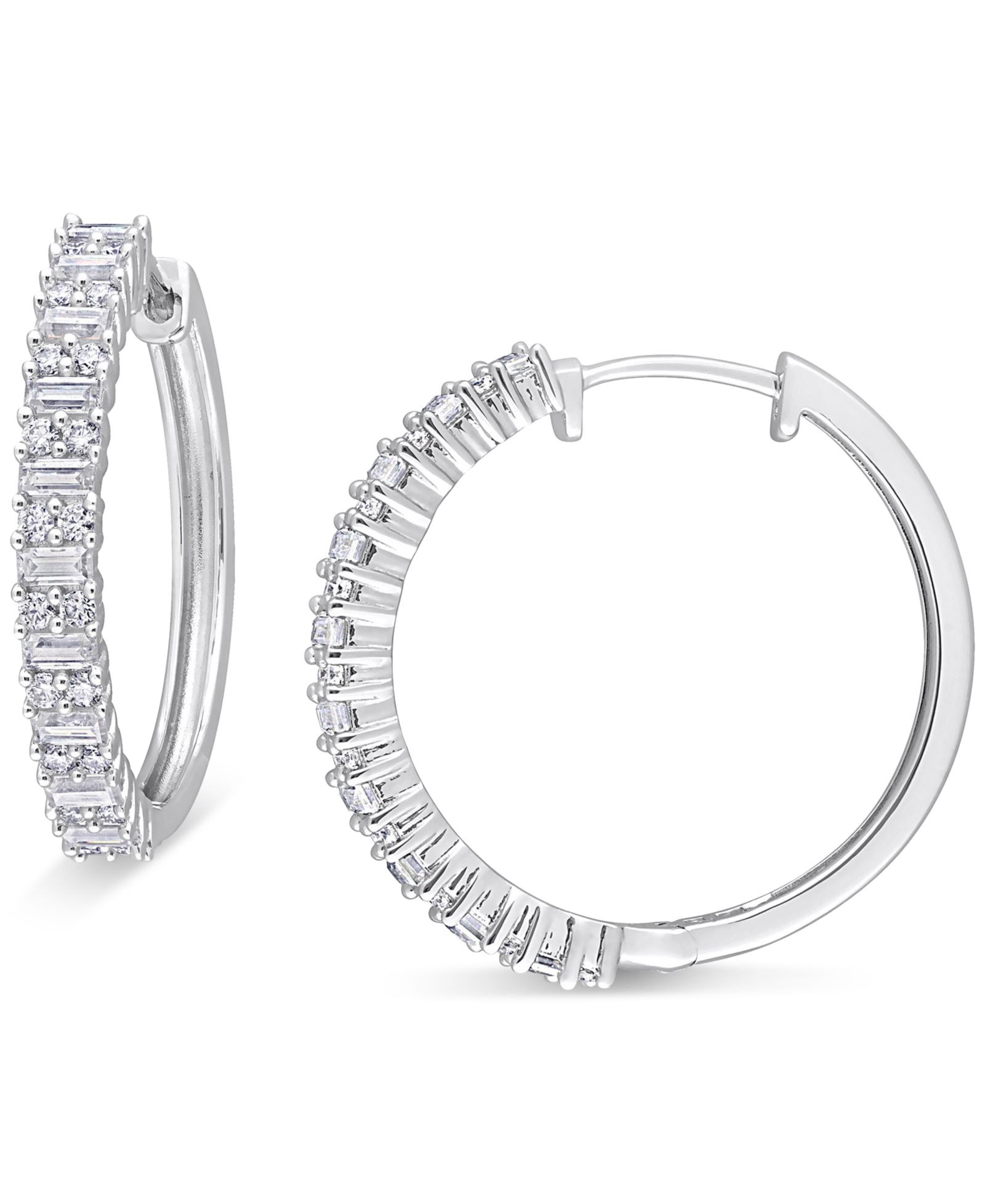 Серьги-кольца Moissanite Small Hoop в Sterling Silver, 1"