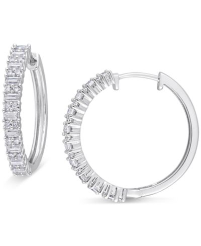 Серьги-кольца Moissanite Small Hoop в Sterling Silver, 1"