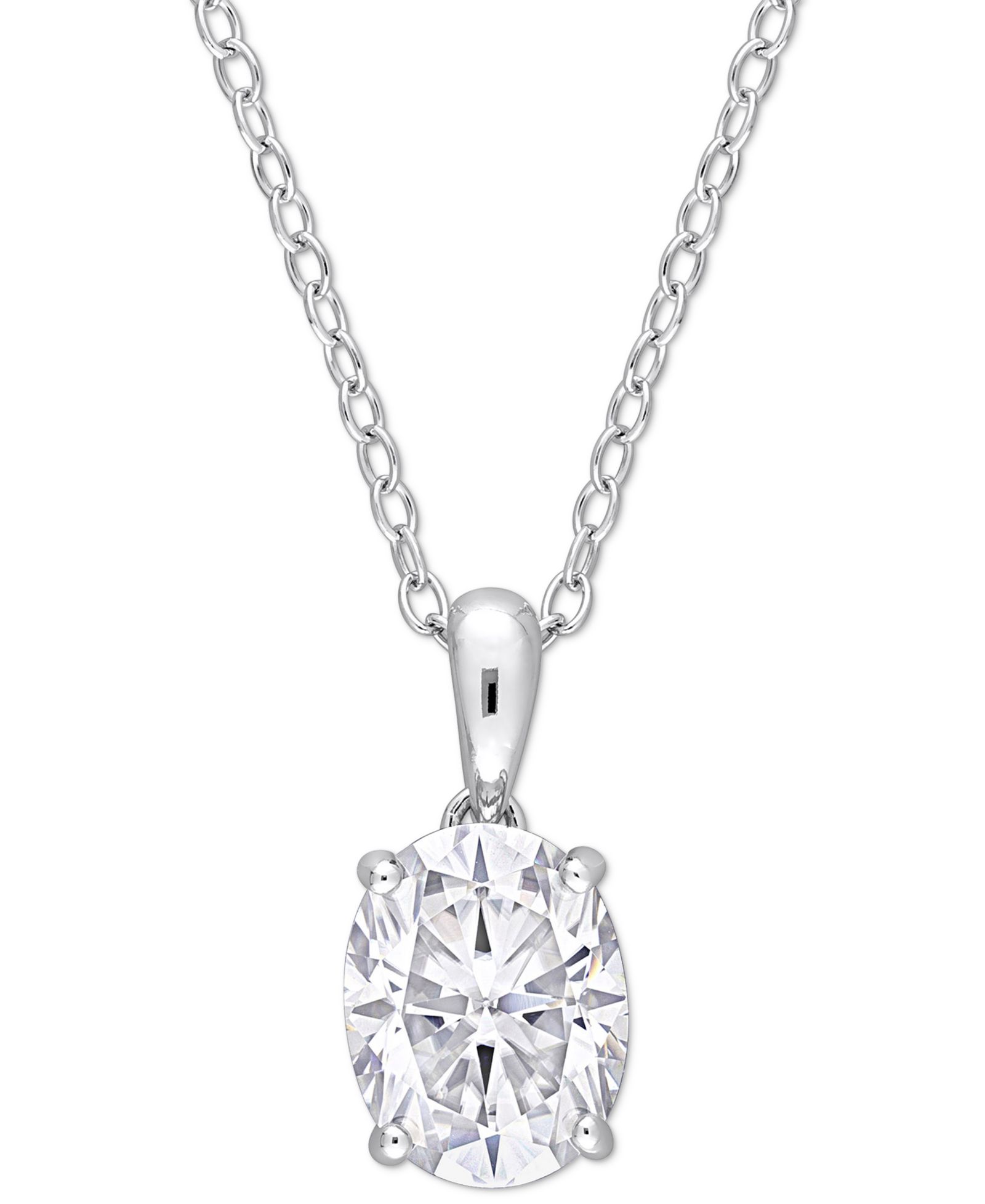 Подвеска кулон с моассанитом oval solitaire 18" в серебряном цвете