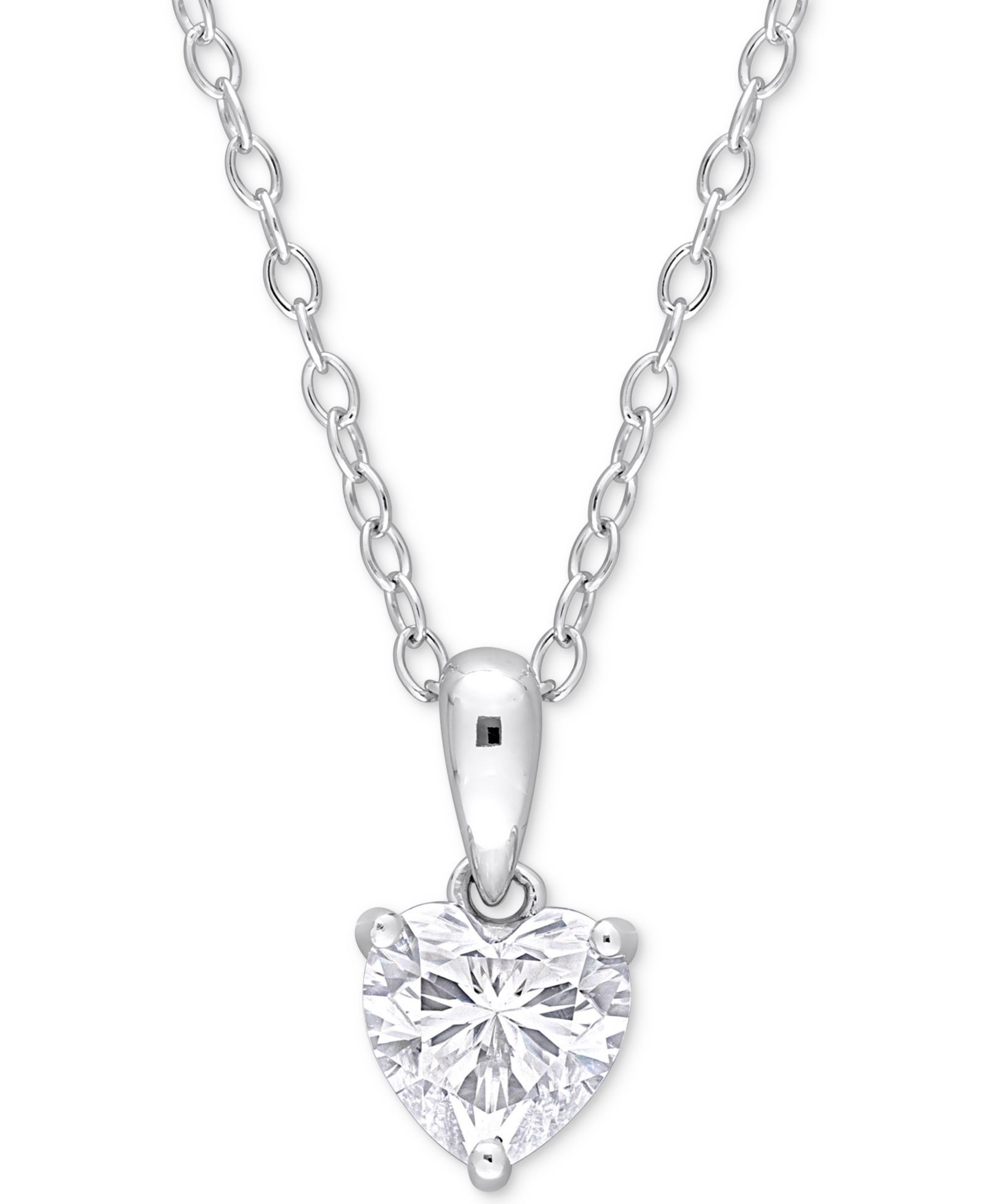 Macy's кулонная цепочка с одиночным бриллиантом Moissanite Heart Solitaire 18" (3/4 ct. t.w.) из стерлингового серебра