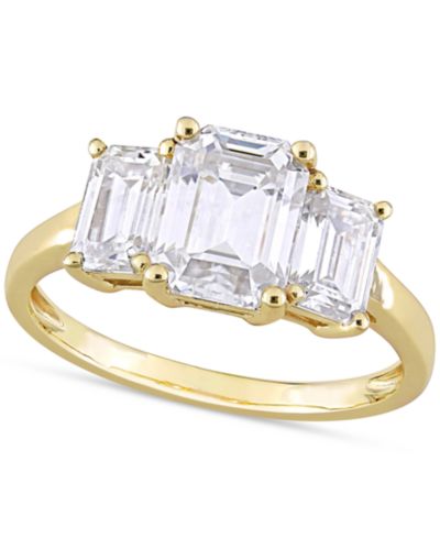 Кольцо из лабораторного муассанита Octagon-Cut Three Stone (2-3/4 ct. t.w.) в 10k золоте