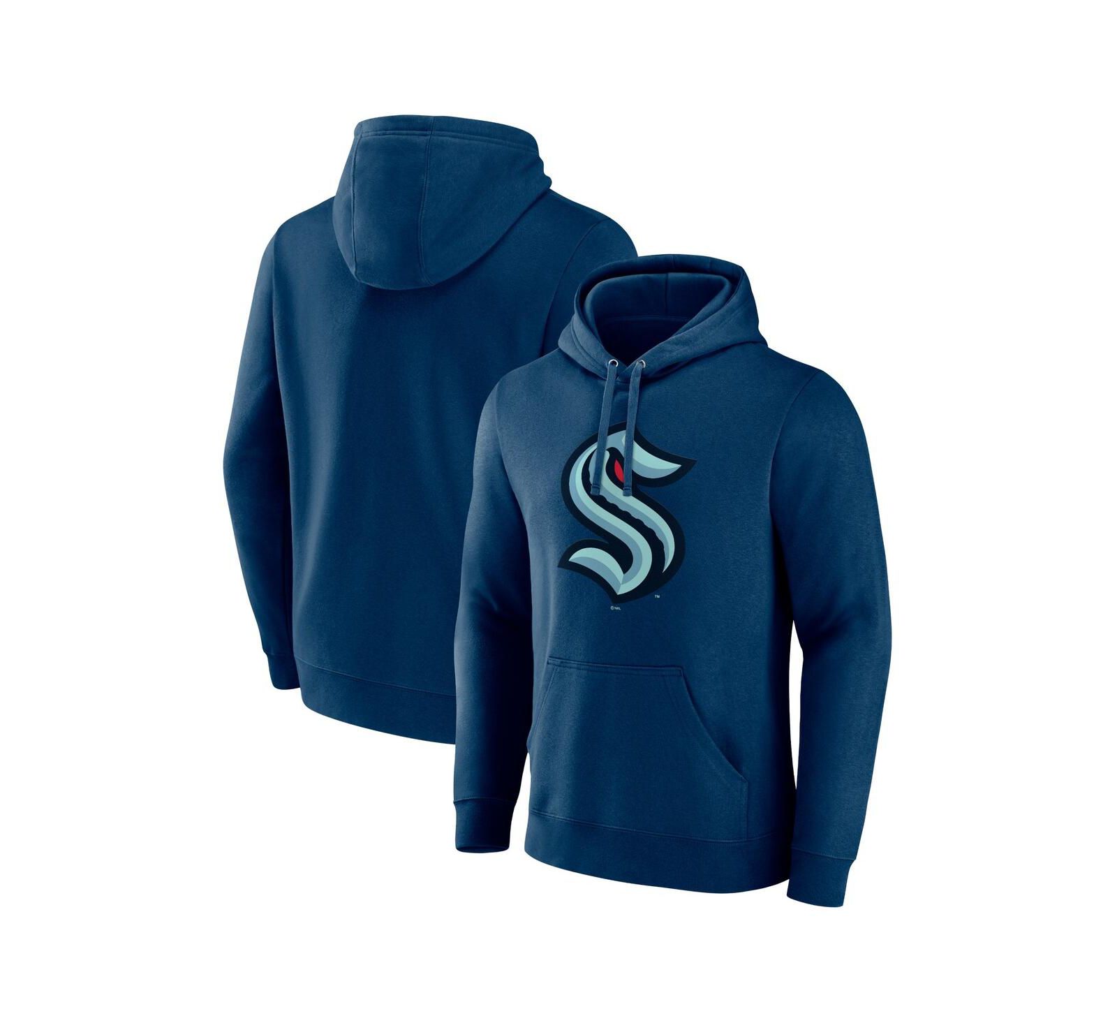 Мужское худи Fanatics Deep Sea Blue Seattle Kraken Primary Logo Pullover