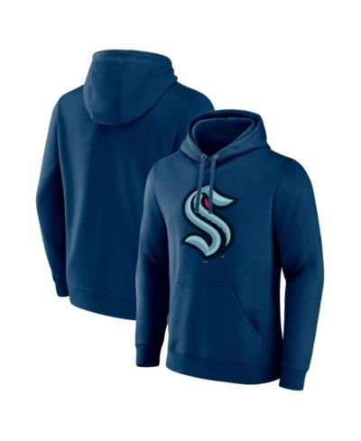 Мужское худи Fanatics Deep Sea Blue Seattle Kraken Primary Logo Pullover