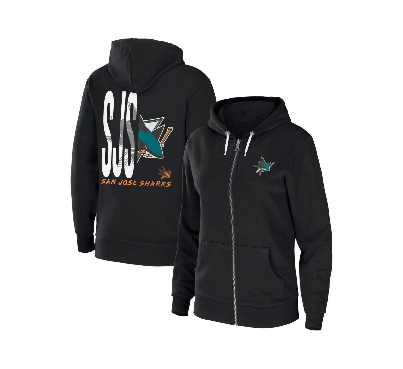 Женское худи на молнии WEAR by Erin Andrews San Jose Sharks, черное, из мягкого флиса