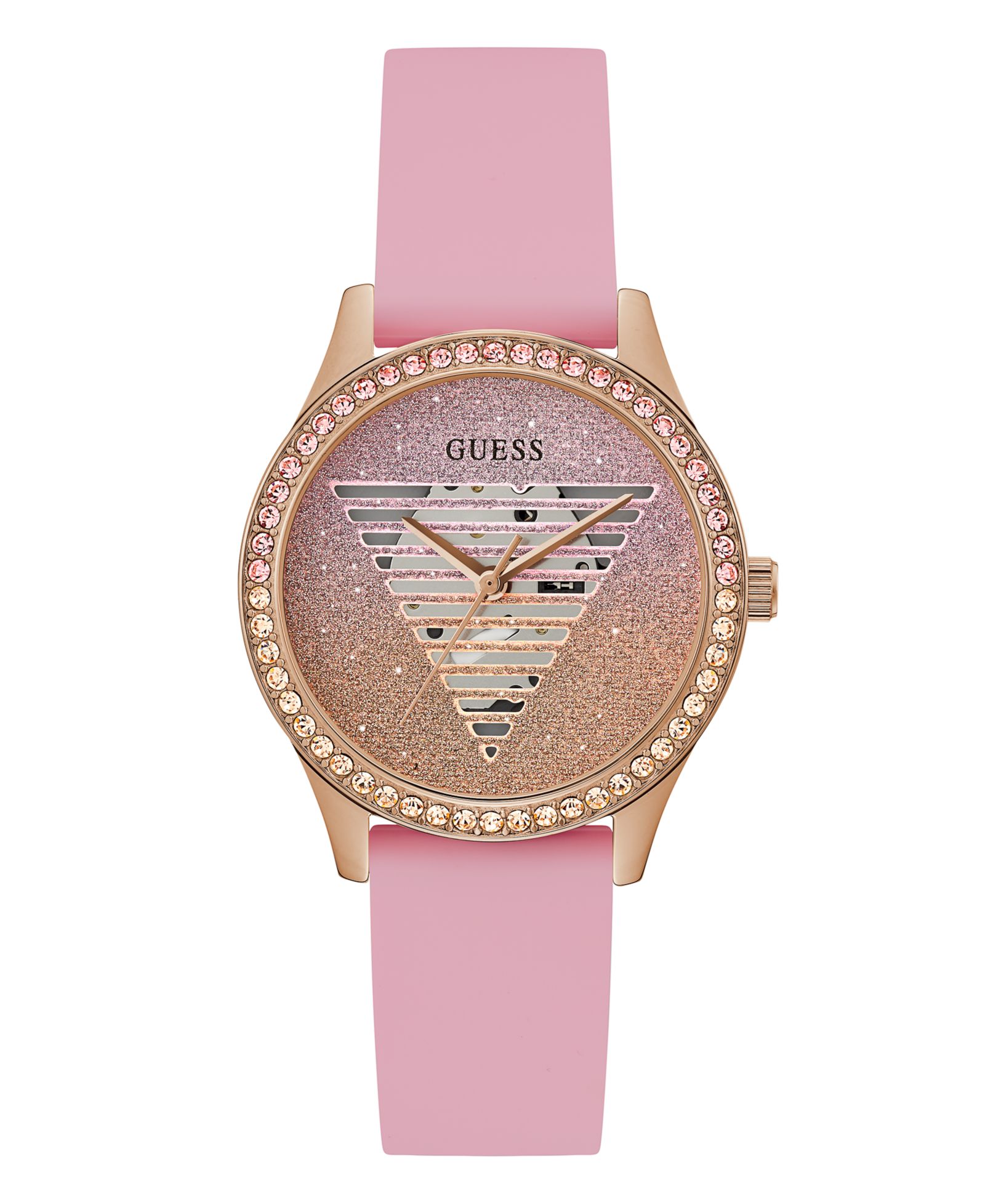 Женские аналоговые часы GUESS Pink Silicone 38mm