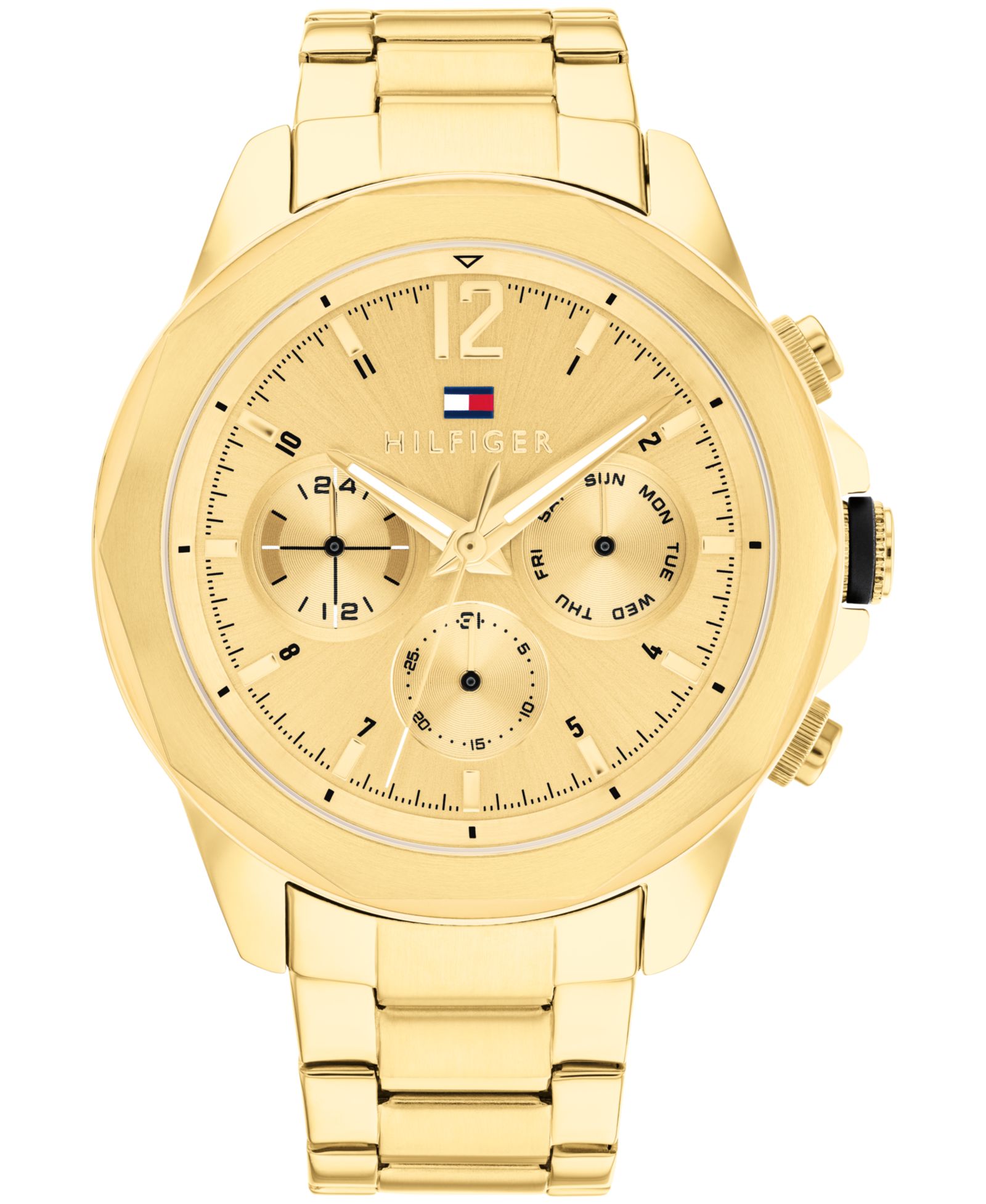 Tommy Hilfiger Мужской Multifunction Gold-Tone Stainless Steel Bracelet Watch 46mm