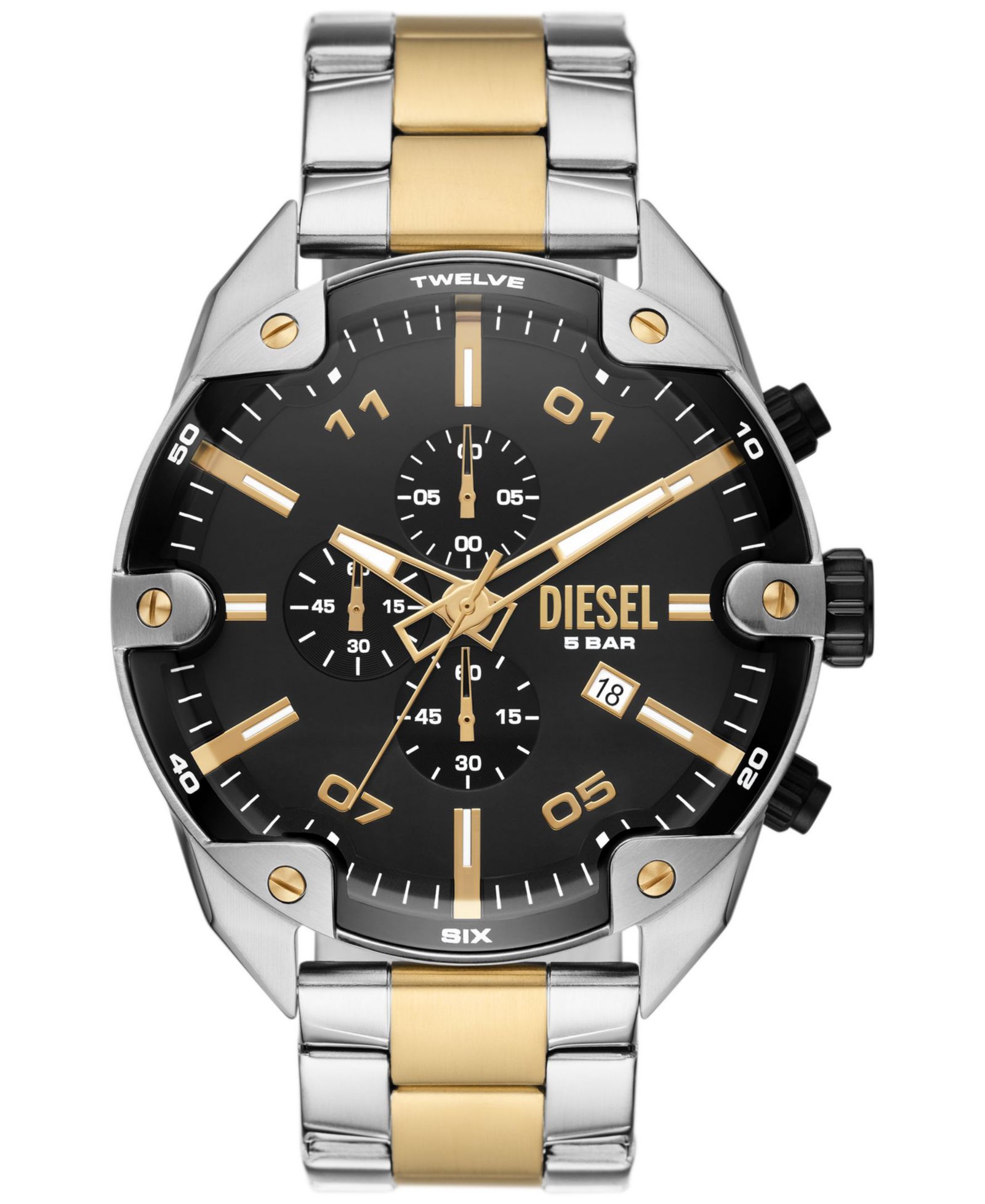 Diesel Men's Spiked Chronograph Two-Tone Stainless Steel Watch 49mm