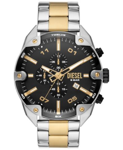 Diesel Мужские двухцветные часы с хронографом из нержавеющей стали Spiked 49mm