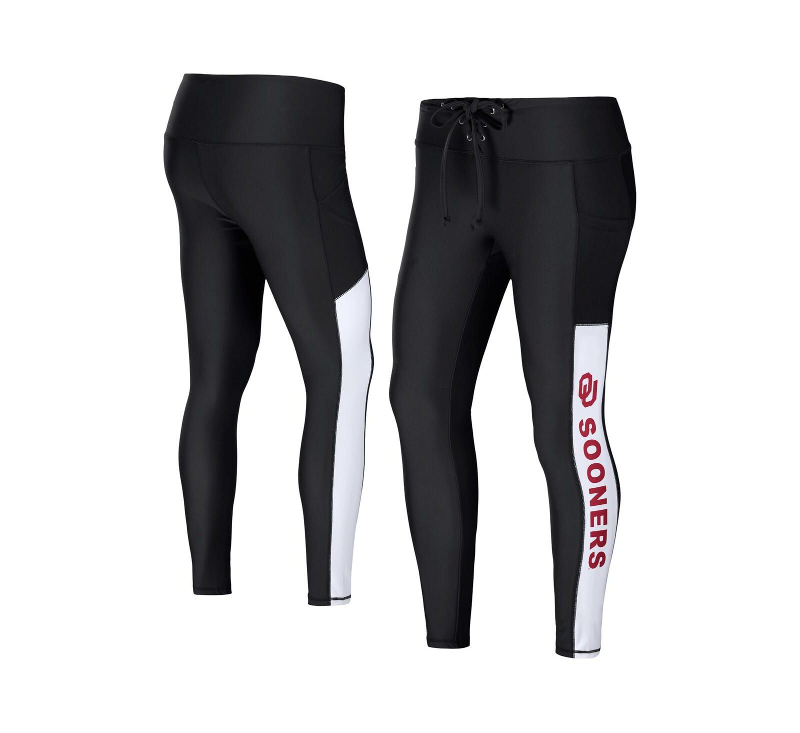 Women's WEAR by Erin Andrews Black Oklahoma Sooners Rib Knit Leggings