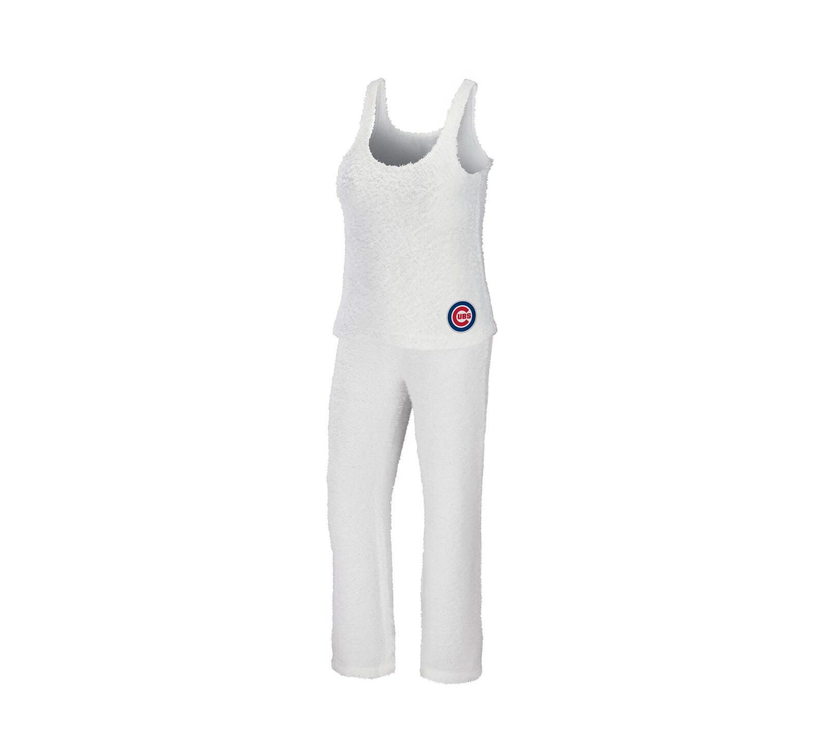 Women's WEAR by Erin Andrews Cream Chicago Cubs Cozy Lounge Tank Top and Pants Set