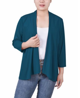 NY Collection Women's Solid 3/4 Sleeve Cardigan