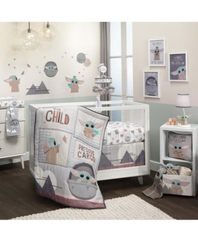 Lambs & Ivy Lambs and Ivy Star Wars The Child Baby Yoda Nursery 3-Piece Baby Crib Bedding Set