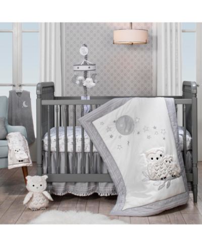 Комплект постельного белья для детской кроватки Lambs & Ivy Luna White/Gray Celestial Owl, 4 предмета