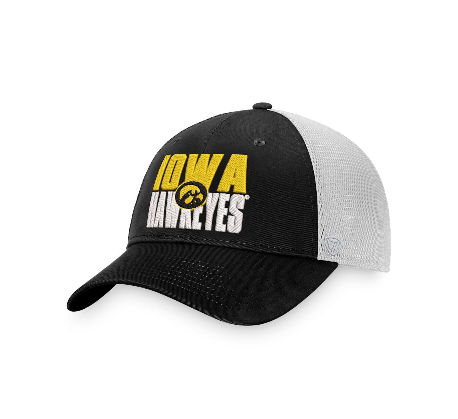 Мужская кепка Top of the World Iowa Hawkeyes Stockpile Trucker Snapback, черная/белая