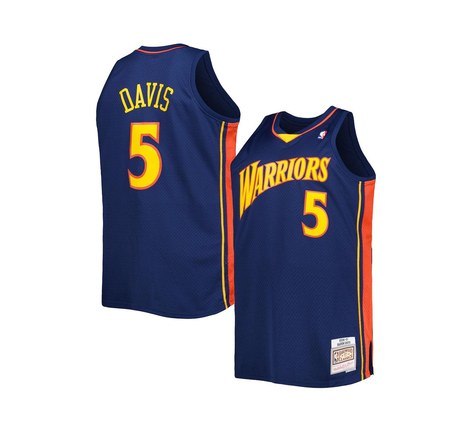 Мужской Mitchell & Ness Baron Davis Navy Golden State Warriors Big and Tall Hardwood Classics 2006-07 Swingman Jersey