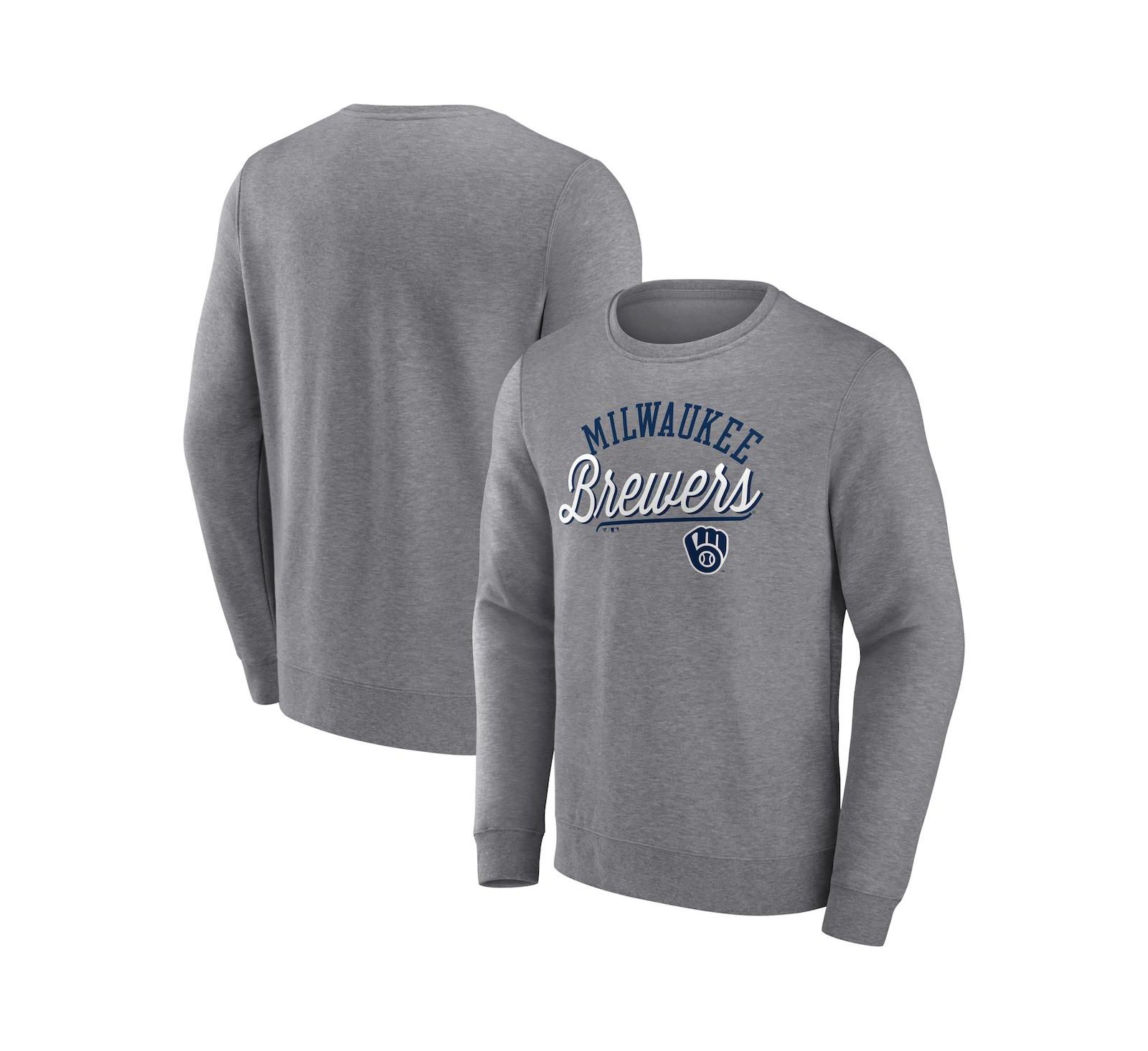 Мужское свитшот Fanatics Heather Gray Milwaukee Brewers Simplicity Pullover