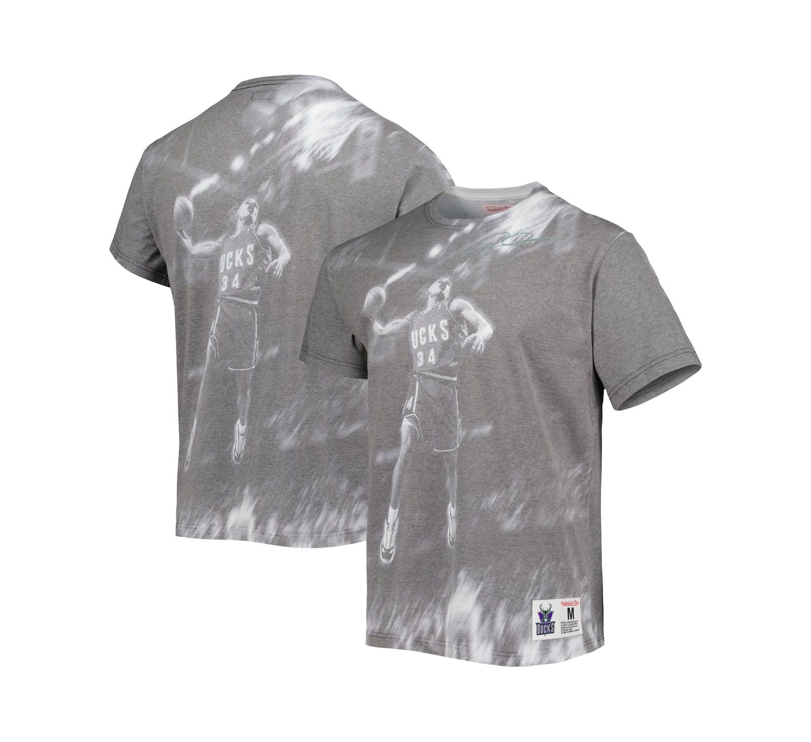 Men's Mitchell & Ness Ray Allen Heather Gray Milwaukee Bucks Above The Rim T-shirt