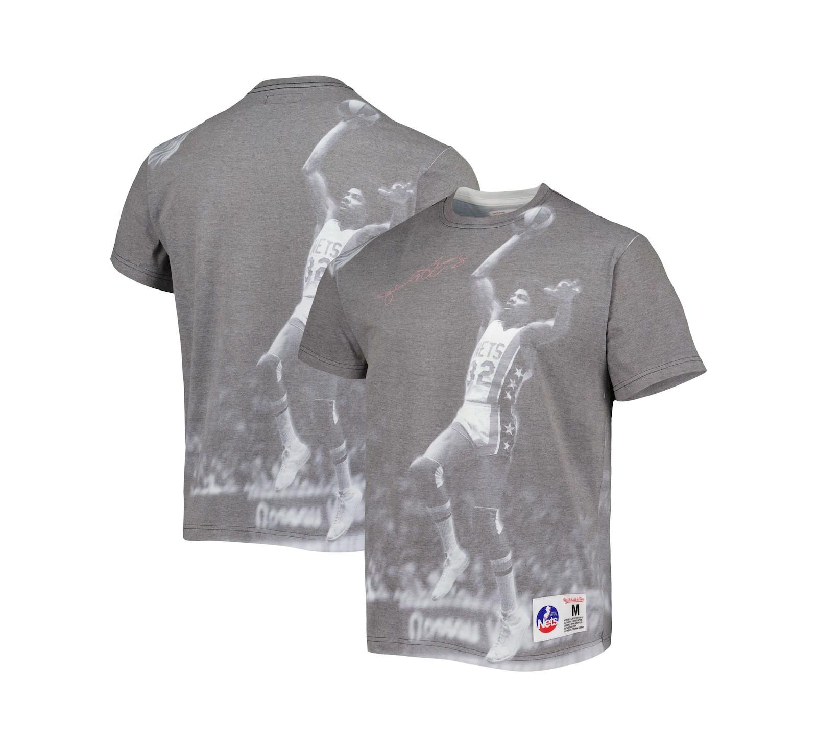 Men's Mitchell & Ness Julius Erving Heather Gray New York Nets Above The Rim T-shirt