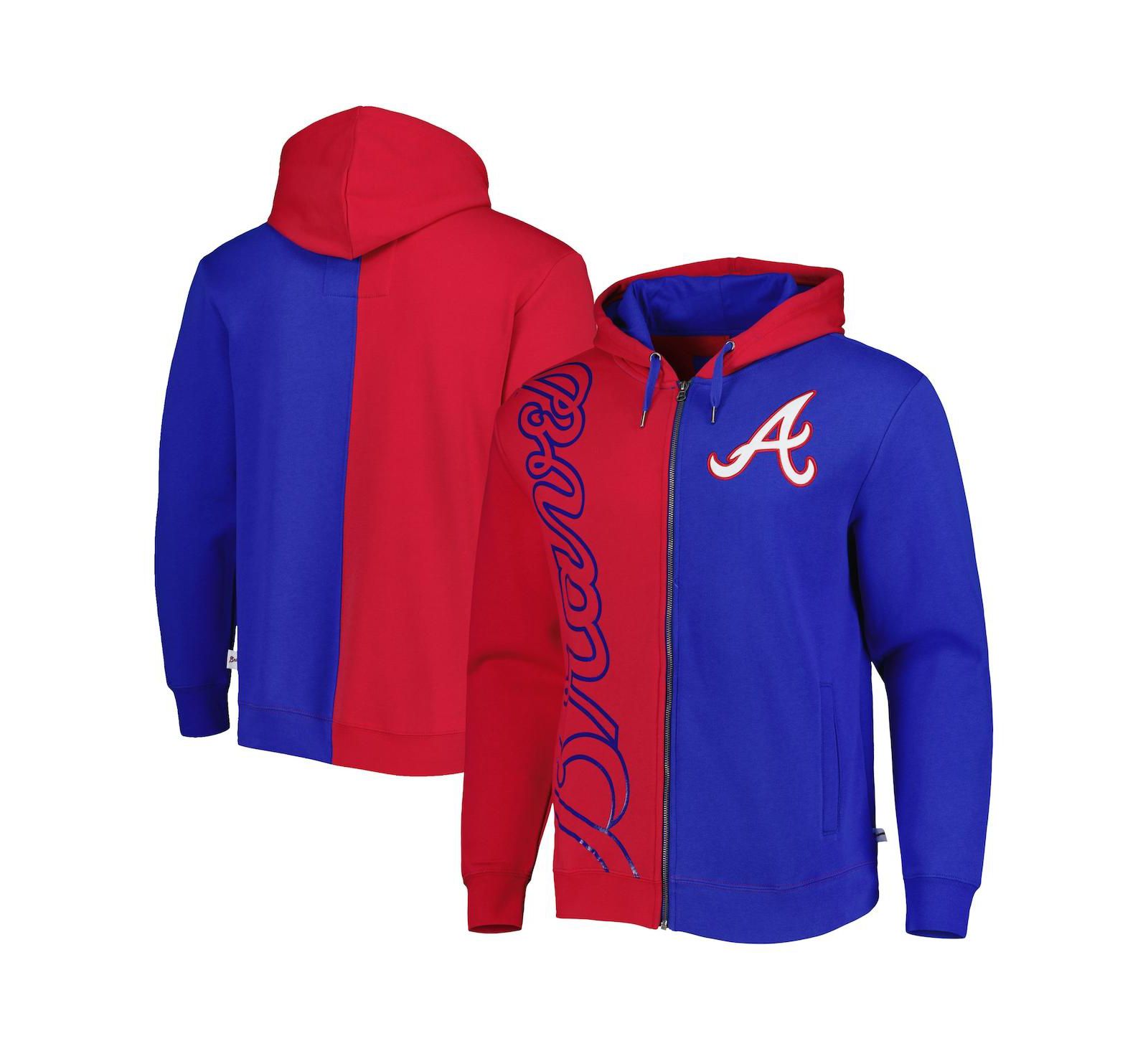 Мужское худи Mitchell & Ness Atlanta Braves Fleece Full-Zip Red, Royal