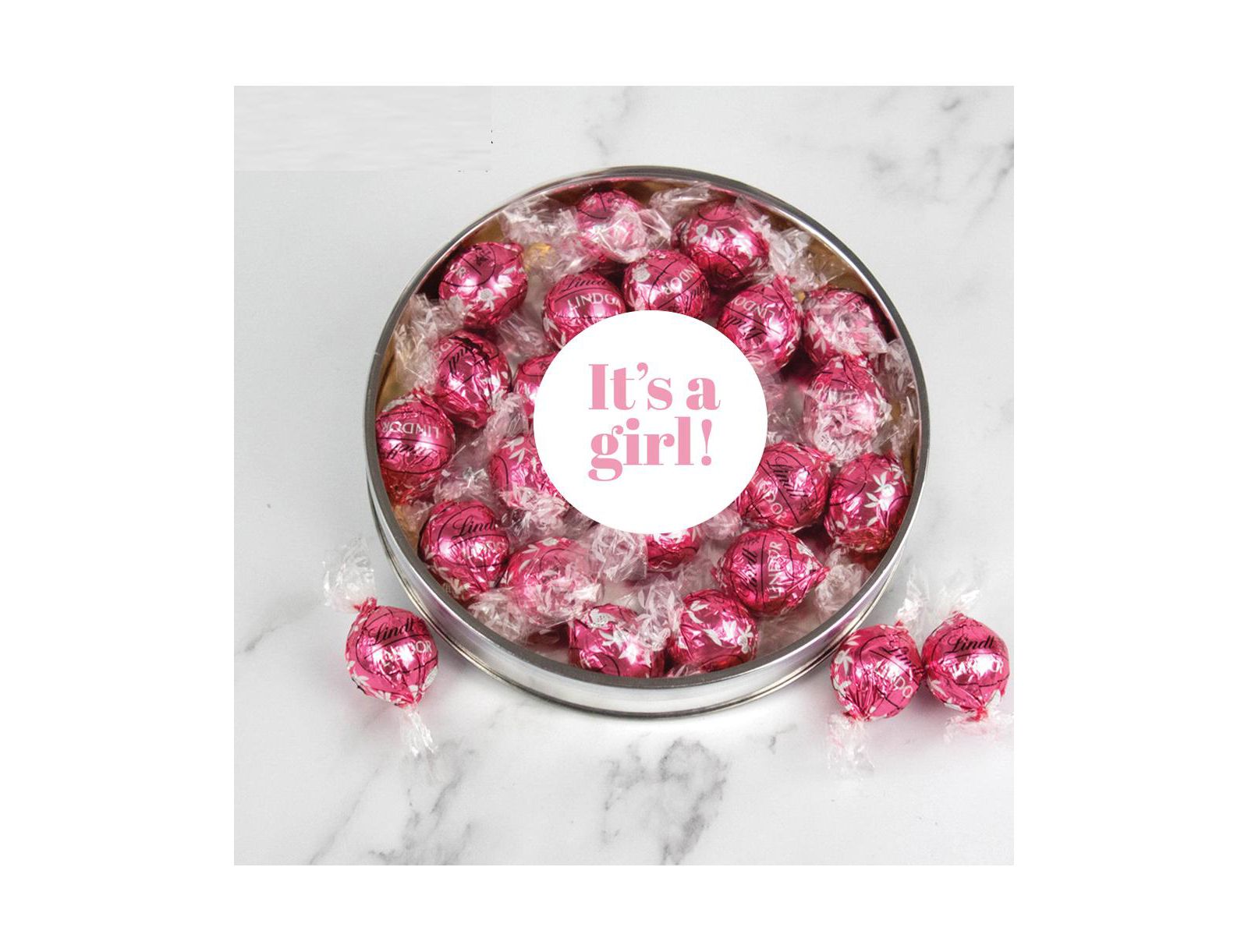 Just Candy подарочный набор конфет Lindor Pink для Baby Shower, 24 шт.