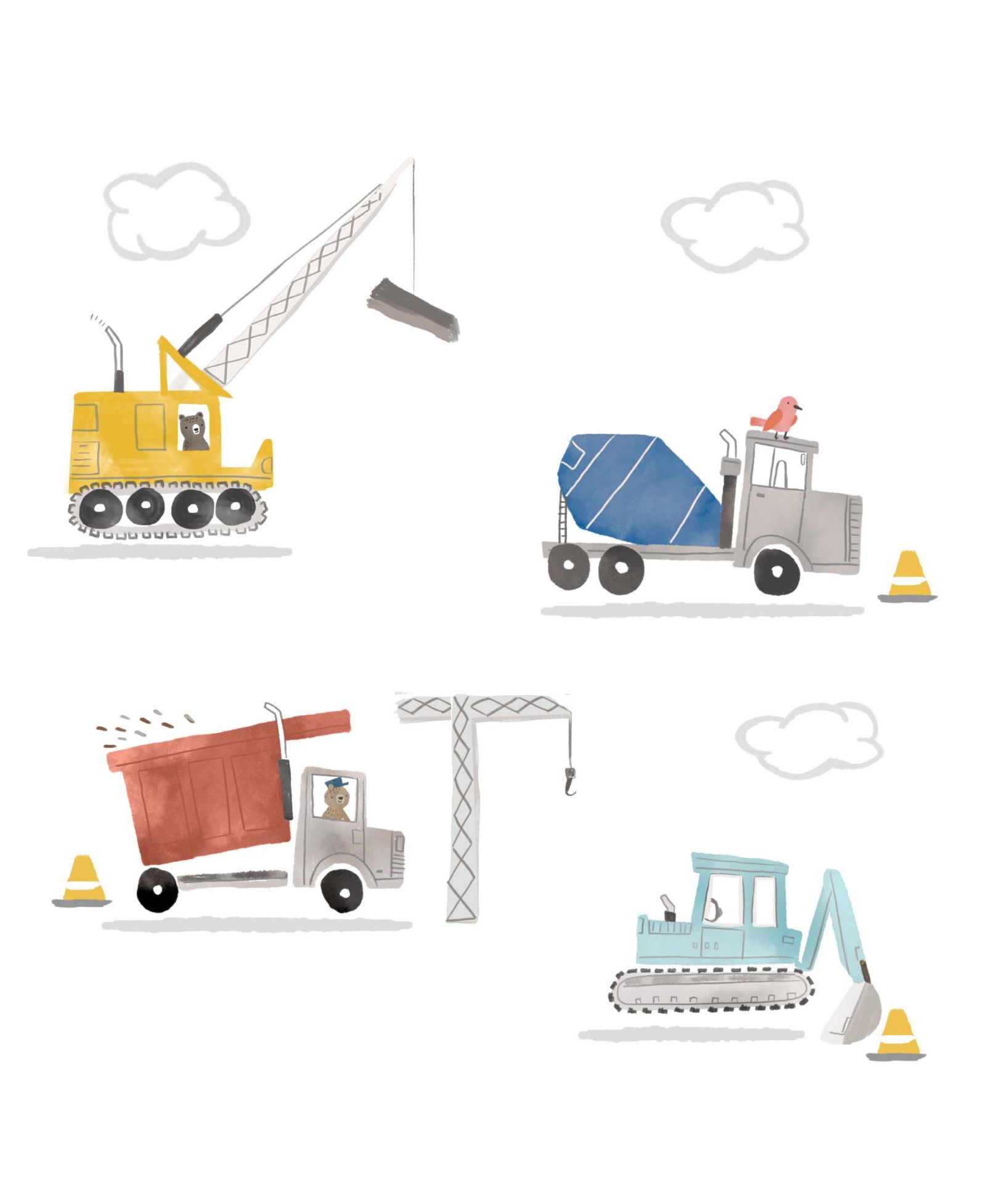 Настенные наклейки Bedtime Originals Construction Zone Trucks, 51 x 25 x 0.01 inches